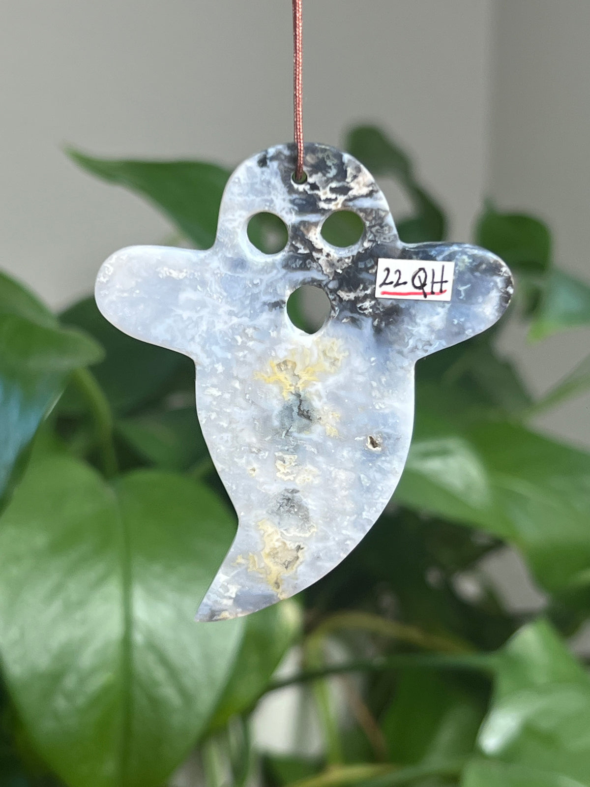Blue Plume Agate Ghost Ornaments
