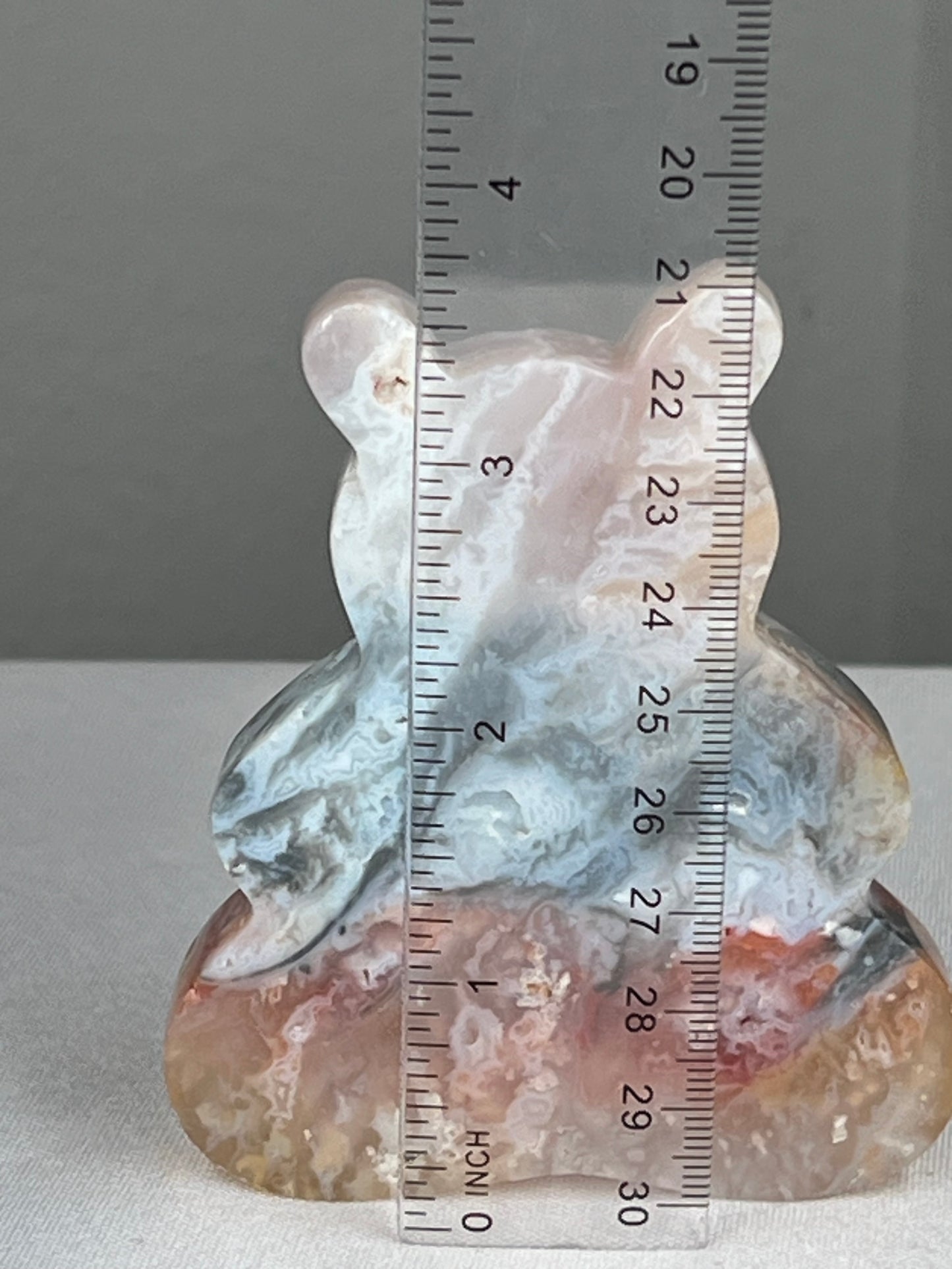 Rainbow Plume Agate Bear