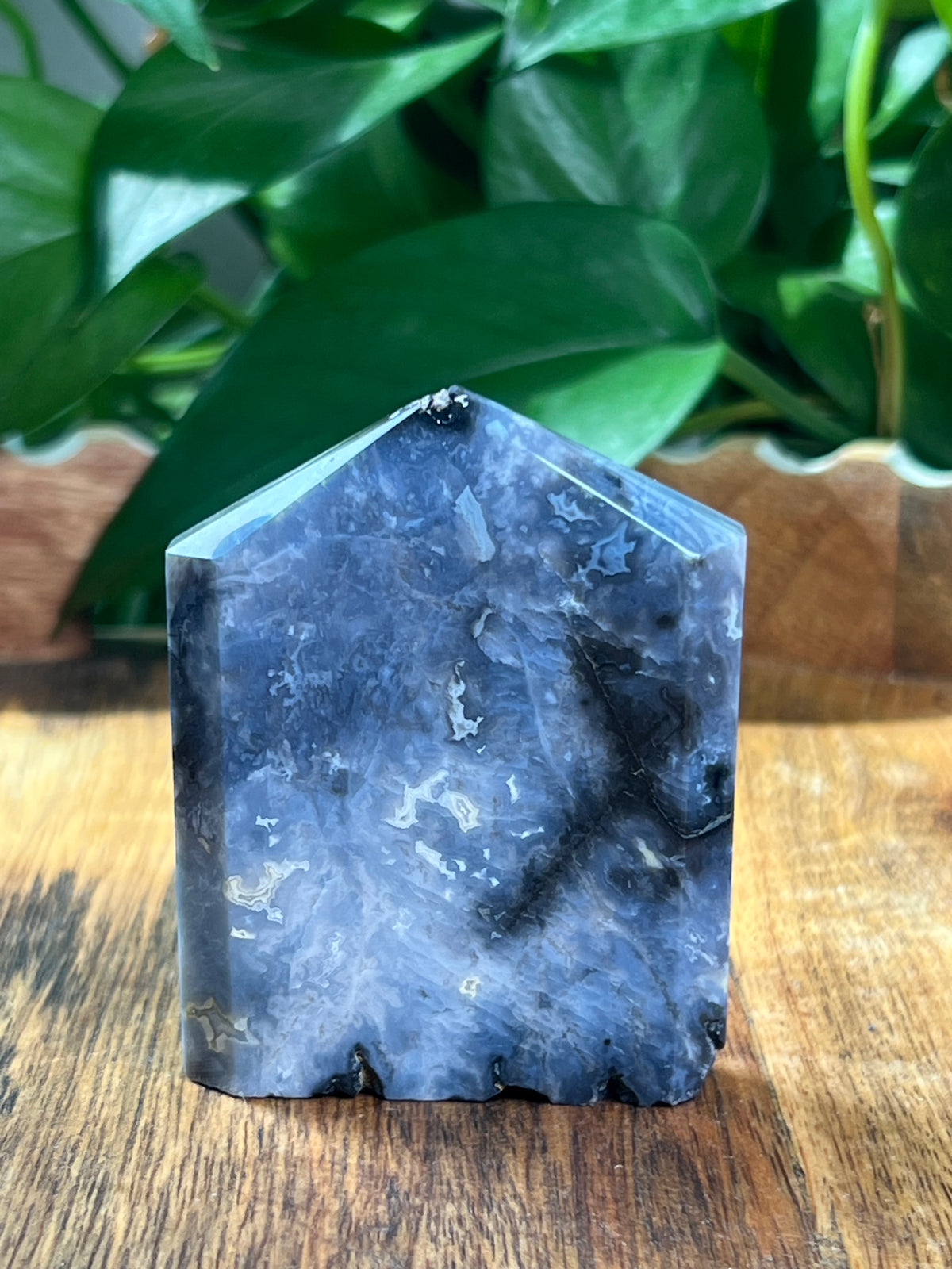 Blue Plume Agate Flat Tower: N