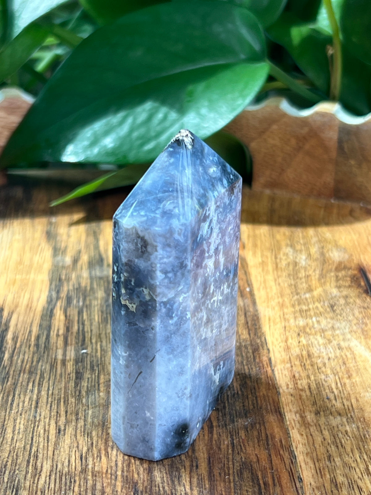 Blue Plume Agate Flat Tower: BN