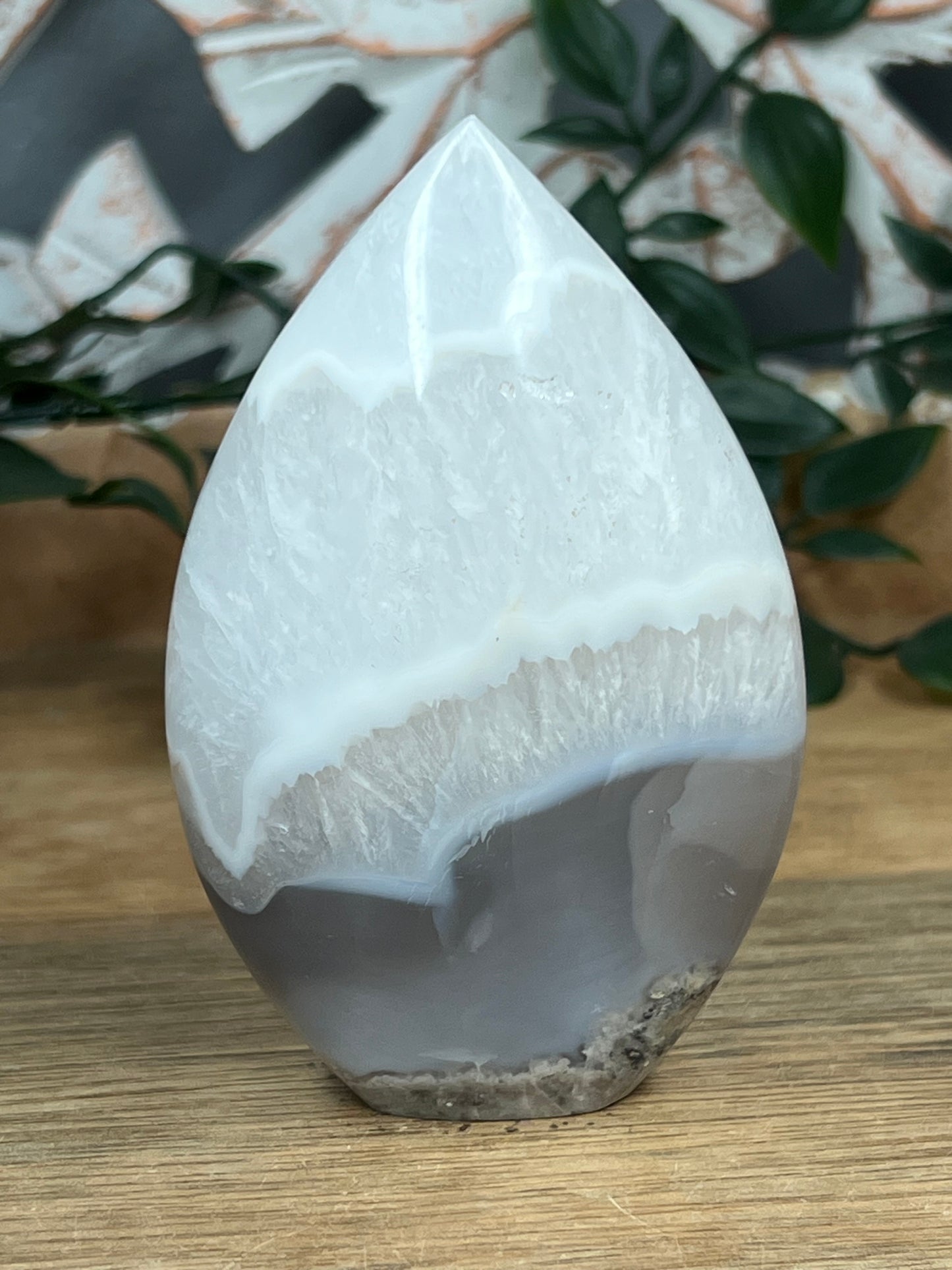 Blue Grey Lace Agate Flame