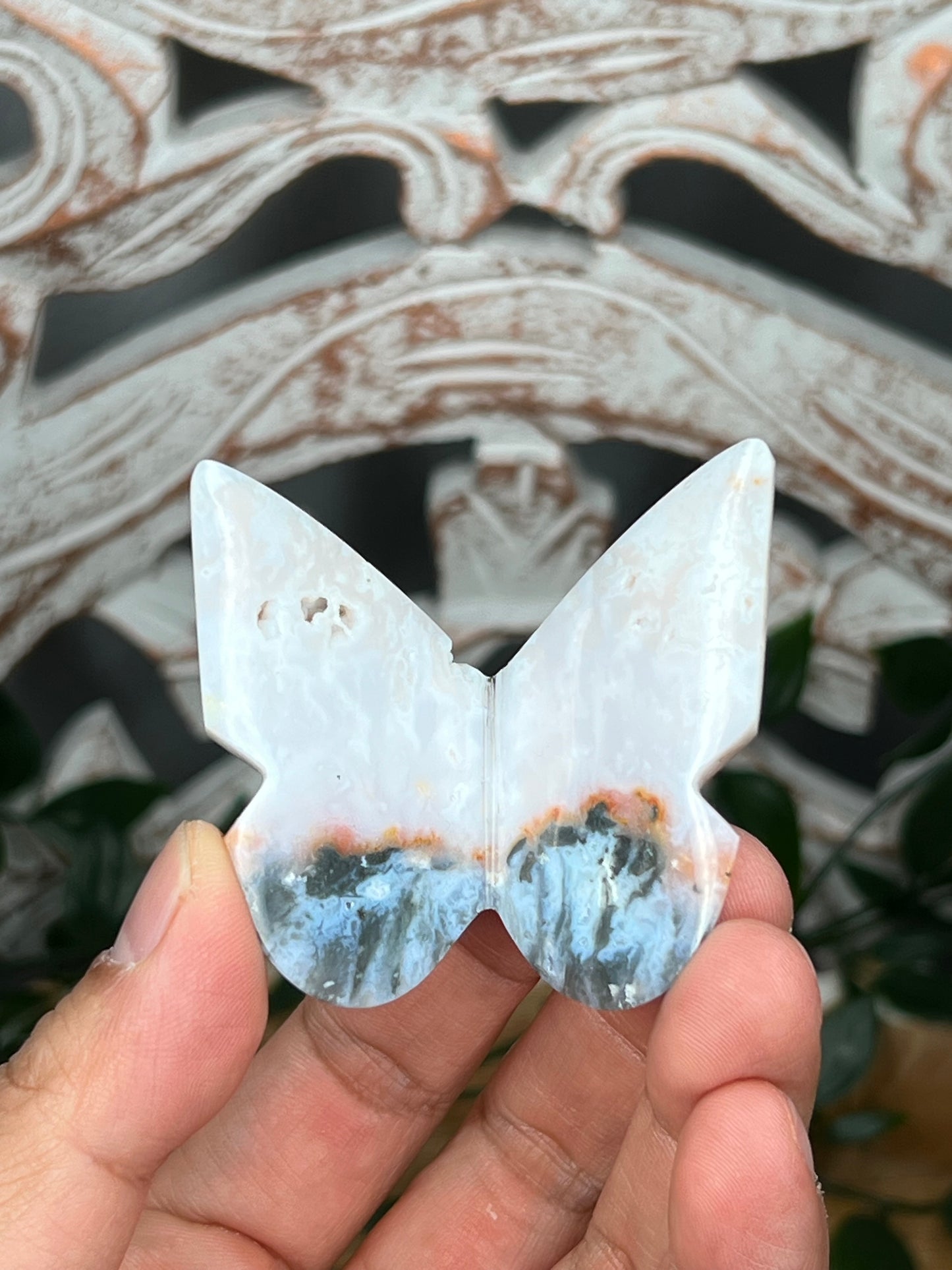 Rainbow Plume Agate 3D Butterfly