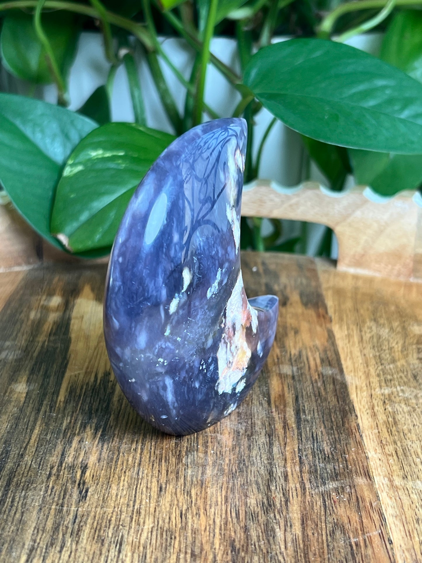 Purple Chalcedony Self-Standing Moon: AE
