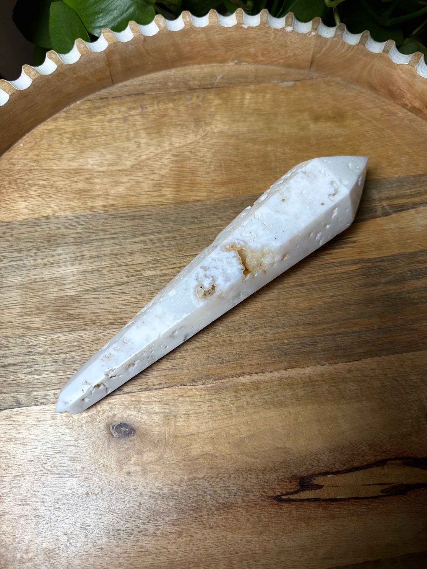 White Plume Agate Wand