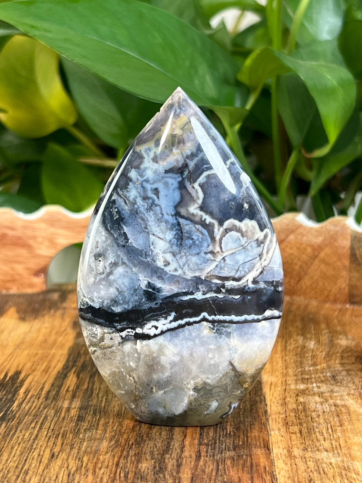 Blue Plume Agate Flames