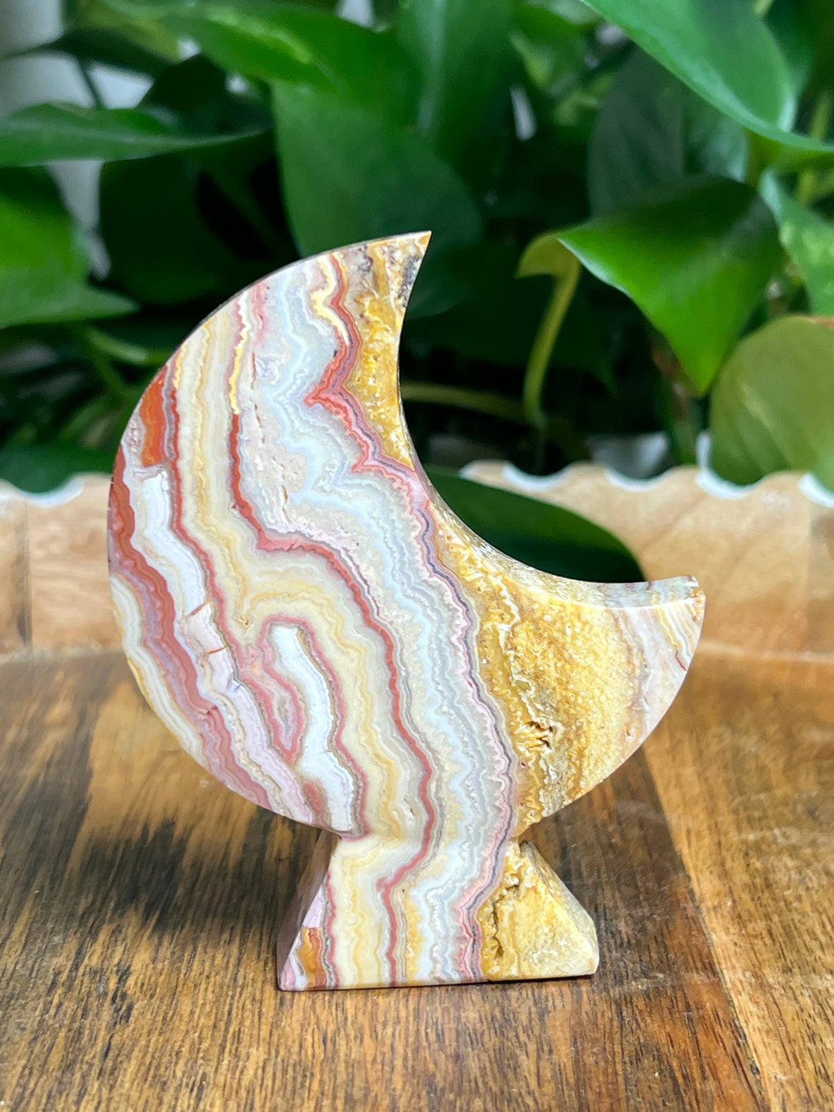 Crazy Lace Agate Self Standing Moon: N