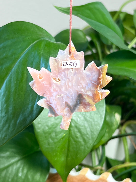 Rainbow Plume Agate Leaf Ornaments