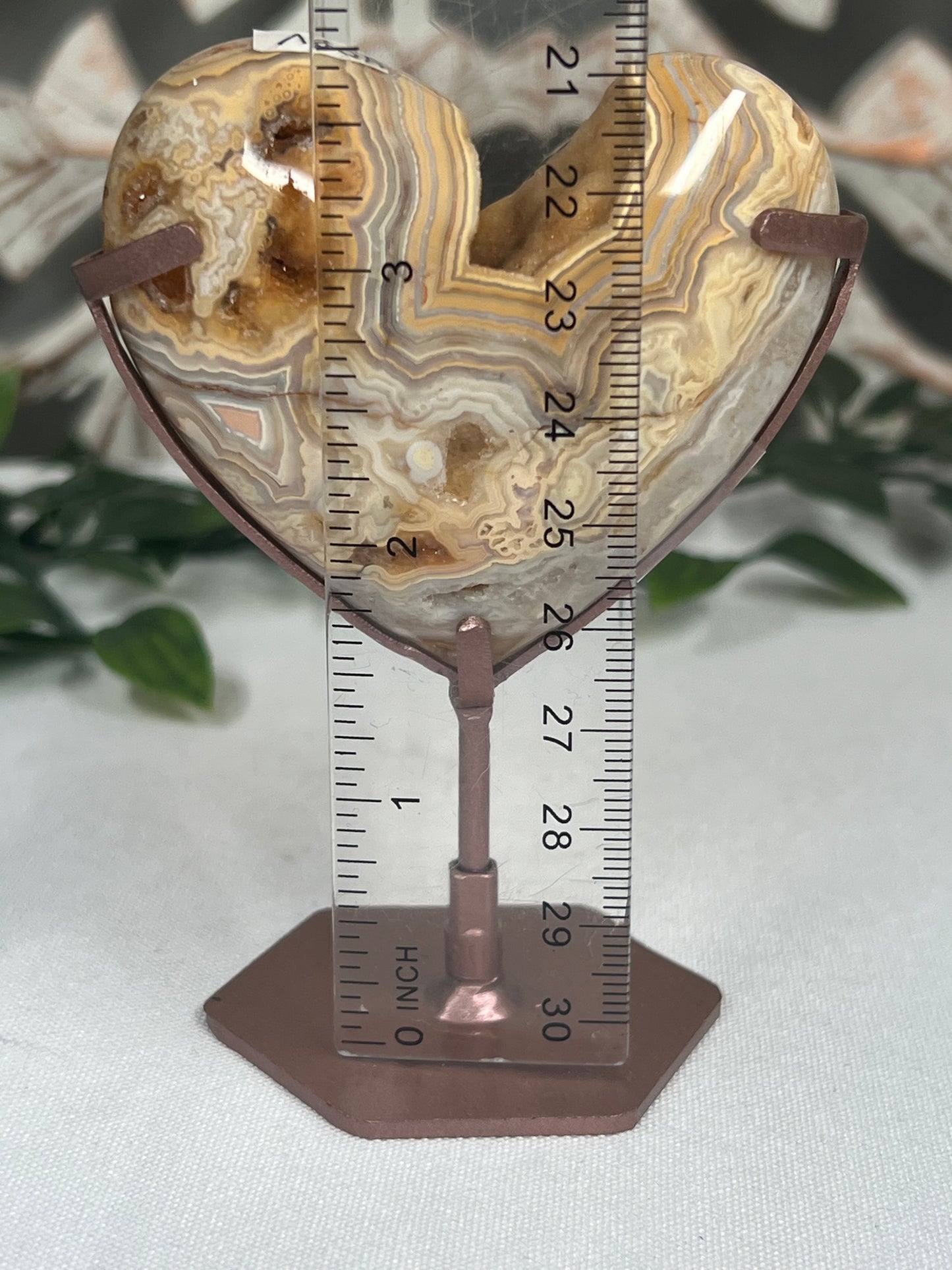 Yellow Crazy Lace Agate Heart