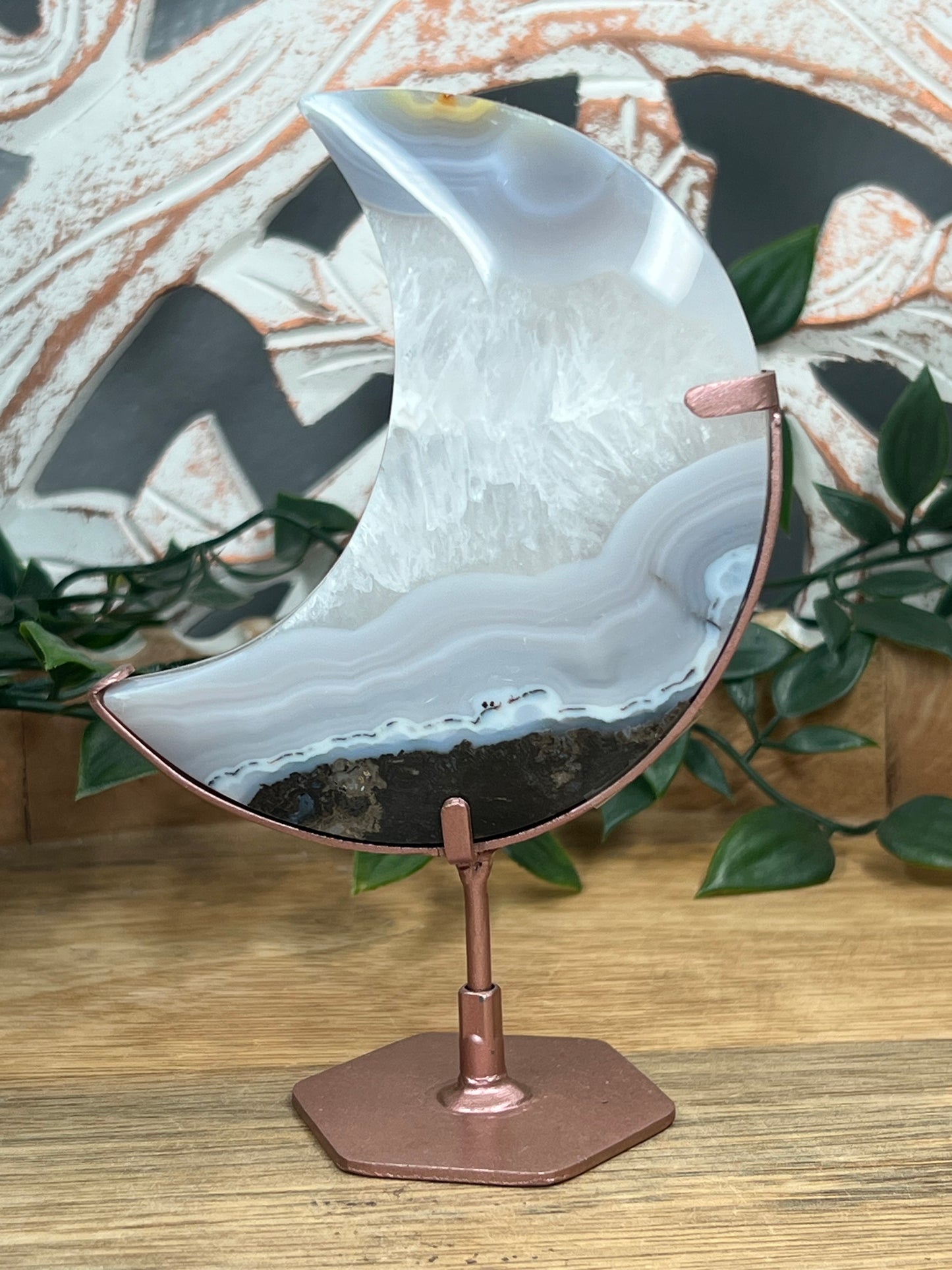 Blue Grey Lace Agate Moon