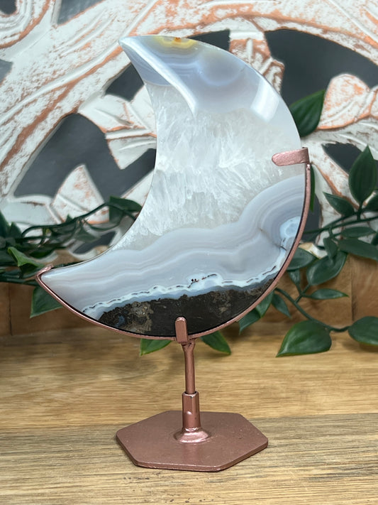 Blue Grey Lace Agate Moon