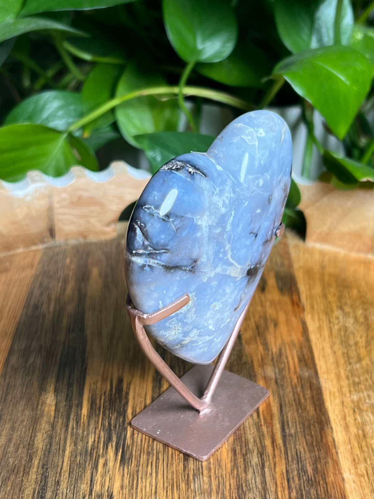 Blue Plume Agate Heart: MF