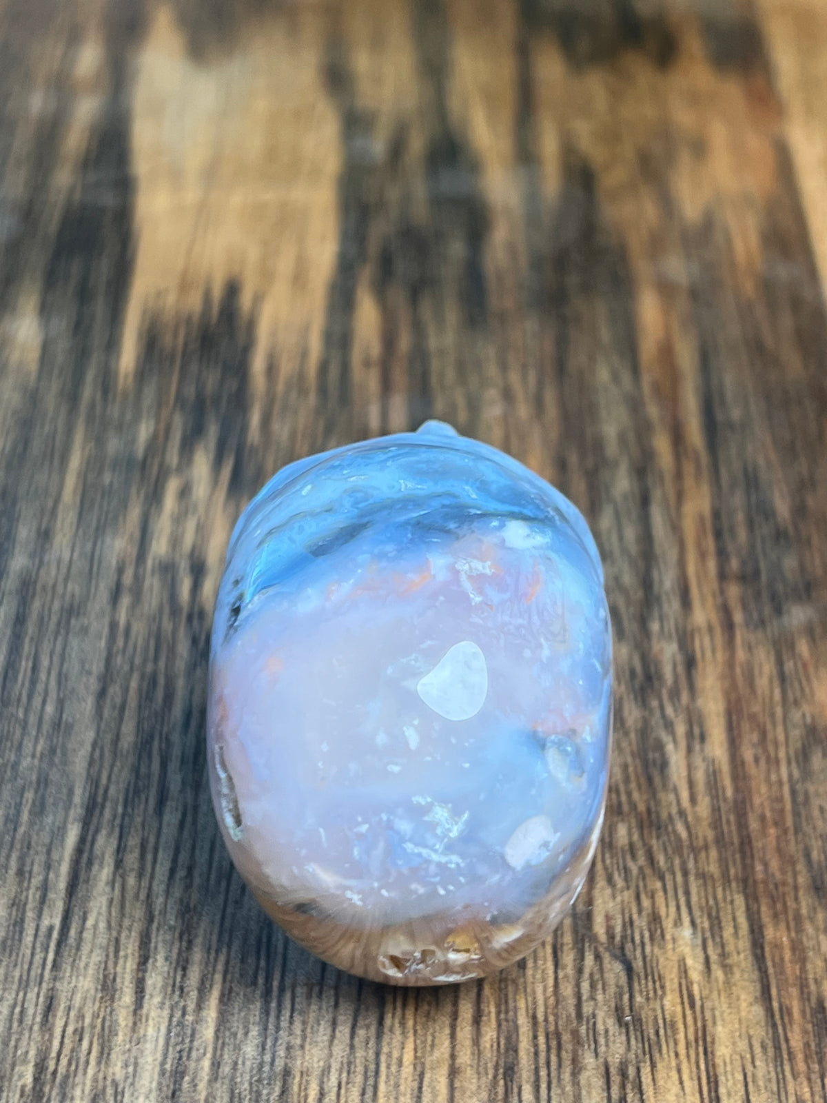 Rainbow Plume Agate Mini Skull: DA