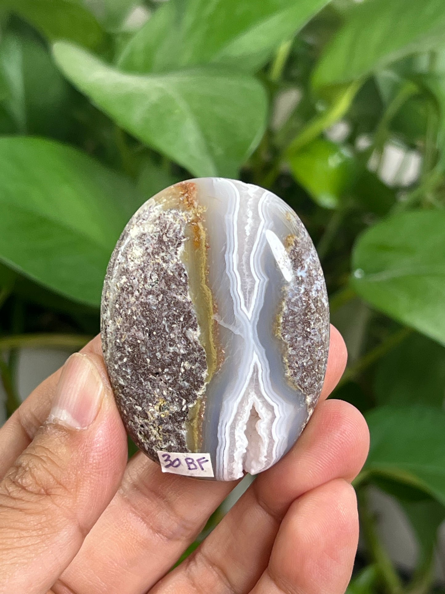 Scenic Moss Agate Palmstone: BF