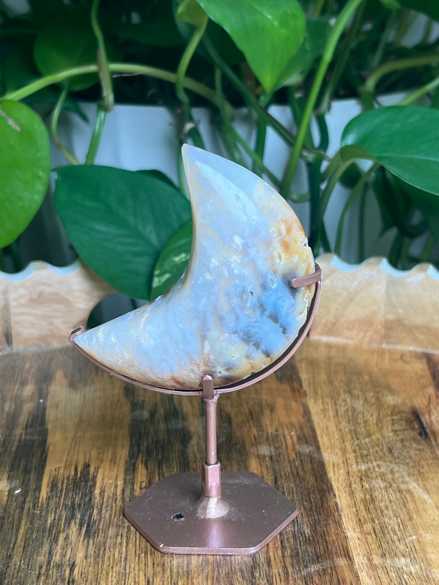 Rainbow Plume Agate Moon: B