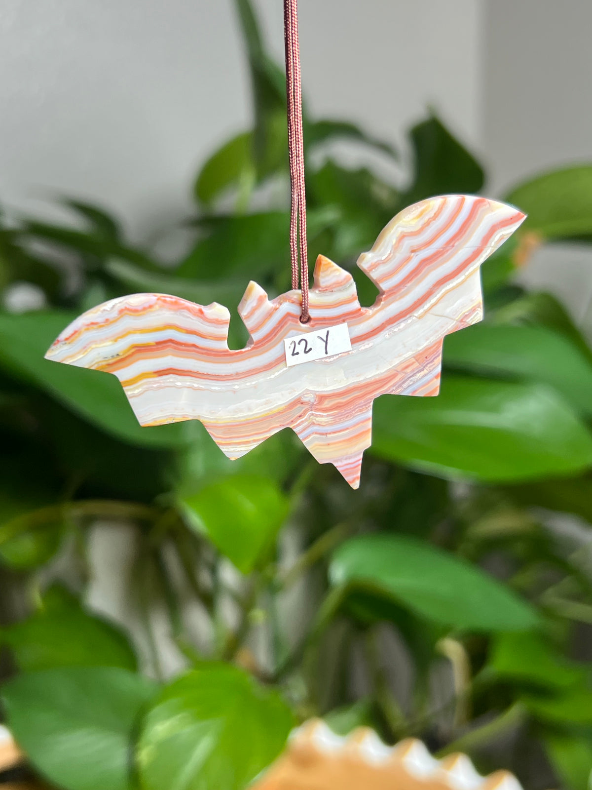 Crazy Lace Agate Ornament Bat: Y