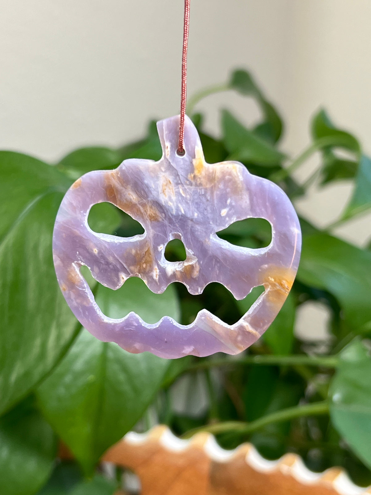 Purple Chalcedony Jack-O-Lantern Ornaments