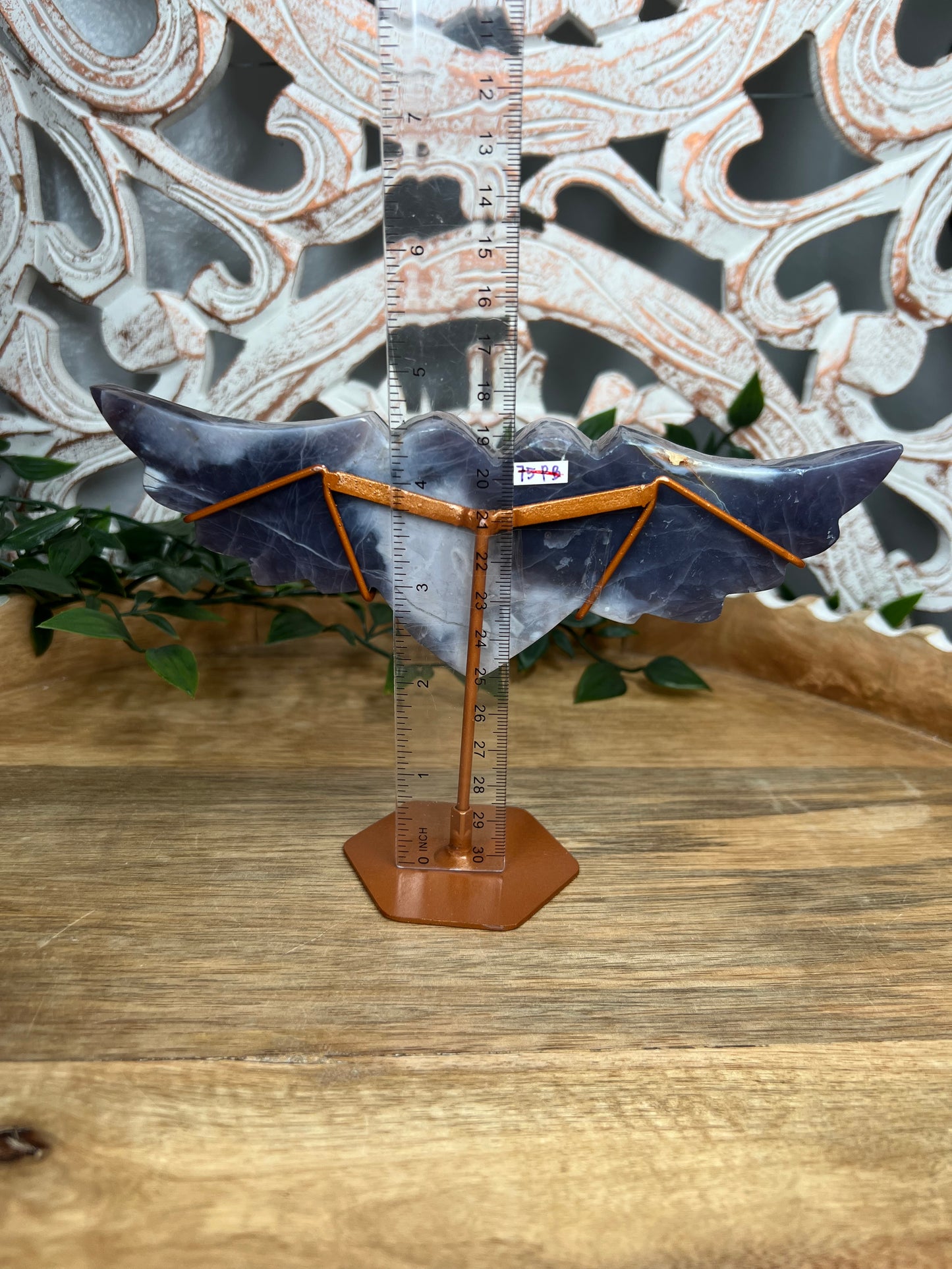 Purple Chalcedony Heart Wings