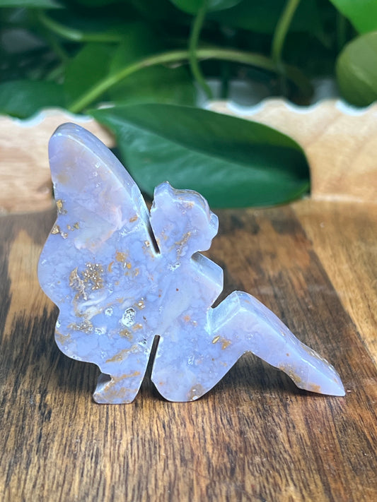 Purple Chalcedony In Gold Pixie Fairy:  AA