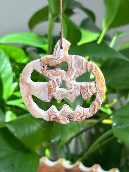 Crazy Lace Agate Ornament Pumpkin:  PC