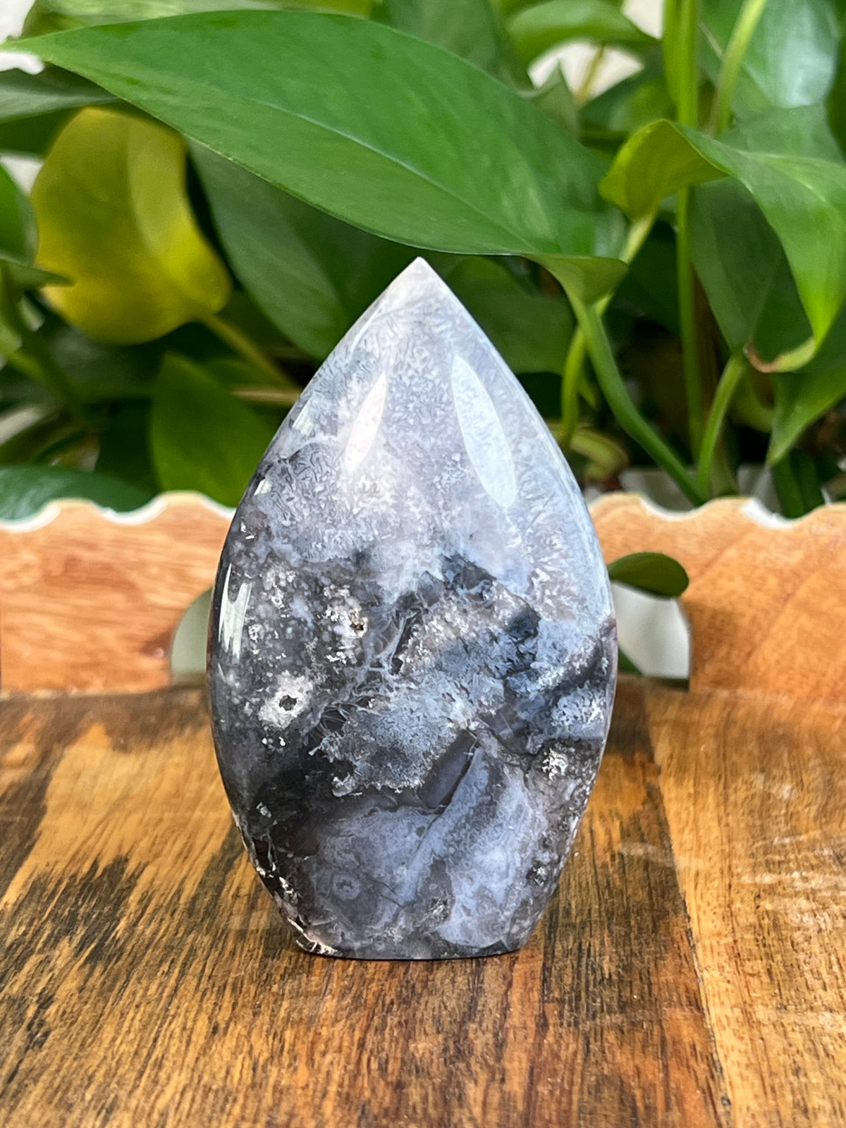 Blue Plume Agate Flames