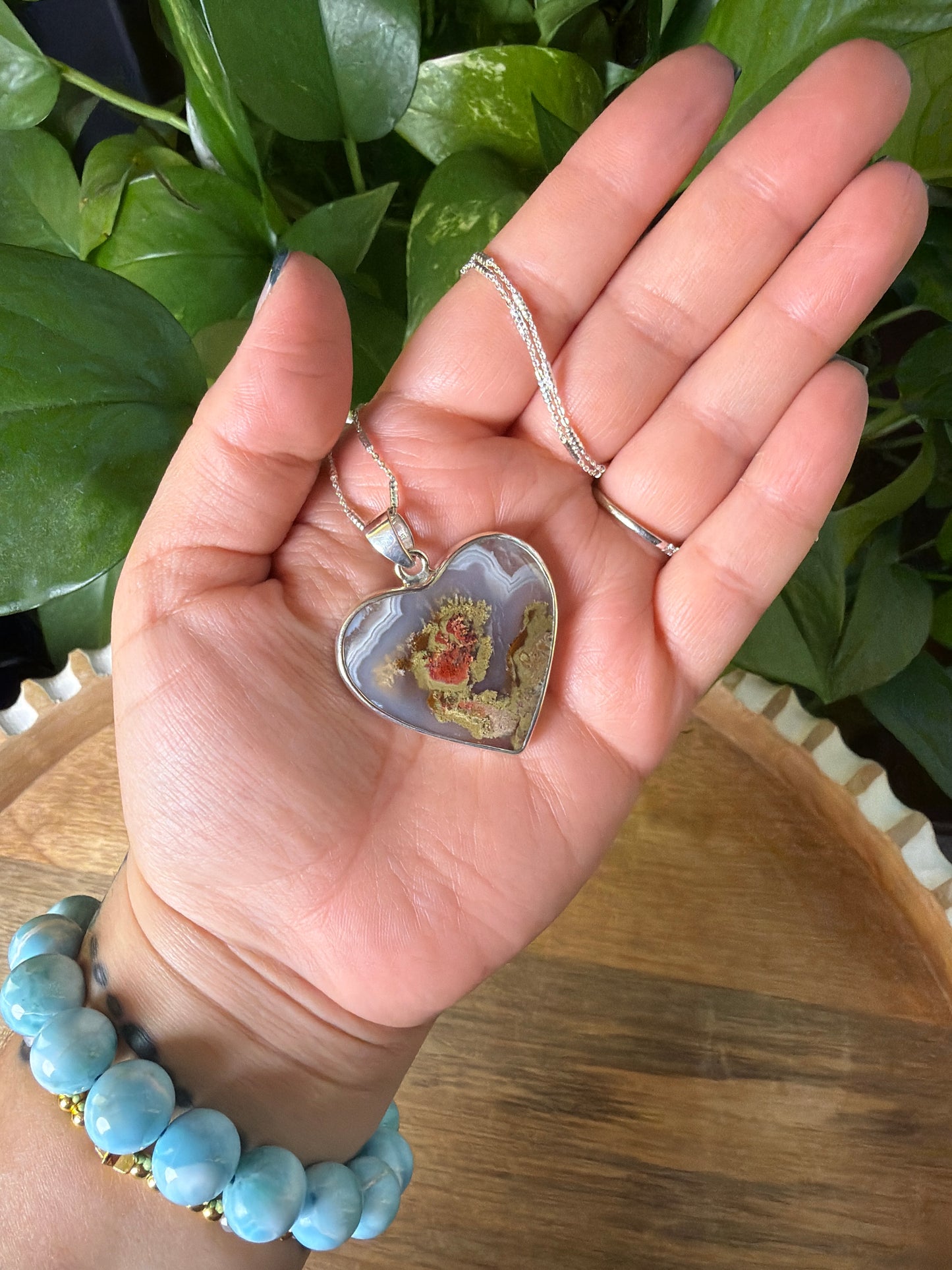 Scenic Moss Agate Heart Pendant