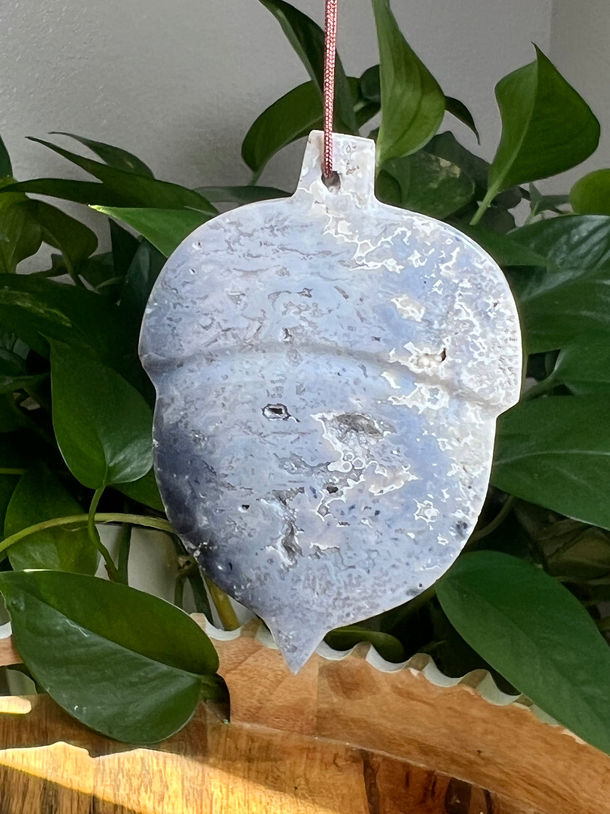 Blue Plume Agate Ornament Acorn: CL