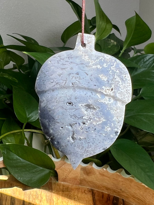 Blue Plume Agate Ornament Acorn: CL