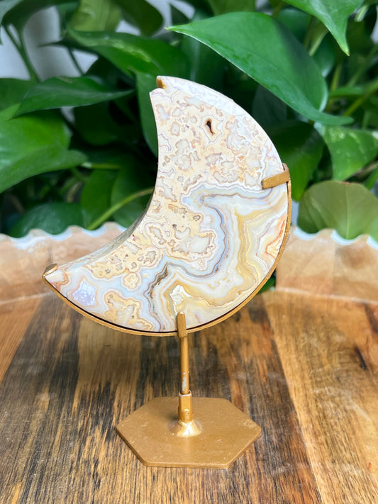 Yellow Crazy Lace Agate Moon: ED