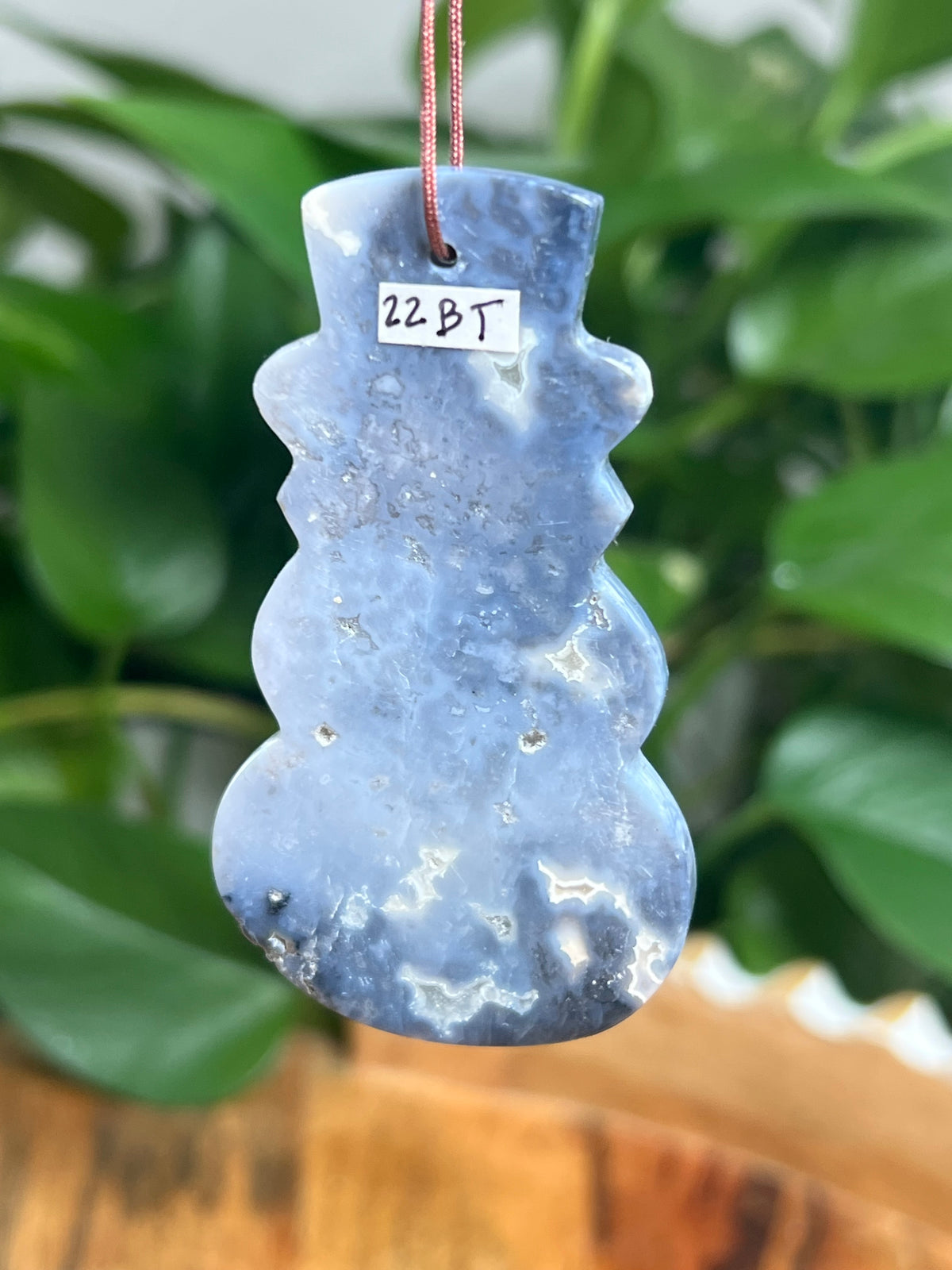 Blue Plume Agate Ornament Snowman: BT