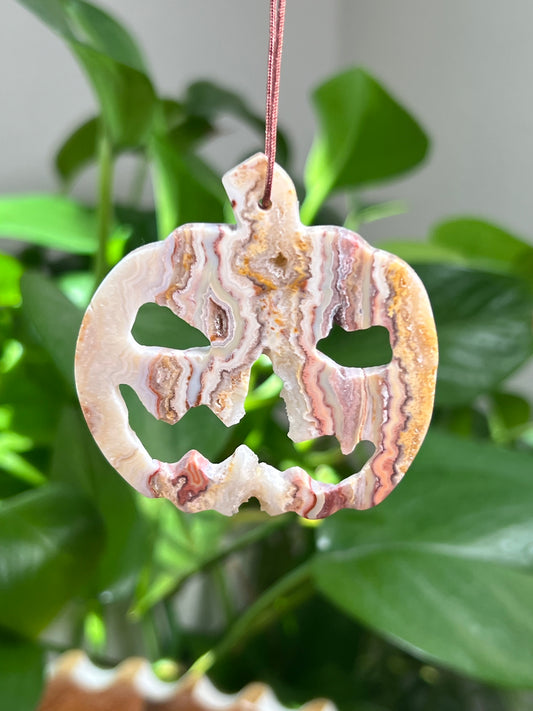 Crazy Lace Agate Ornament Pumpkin:  PE
