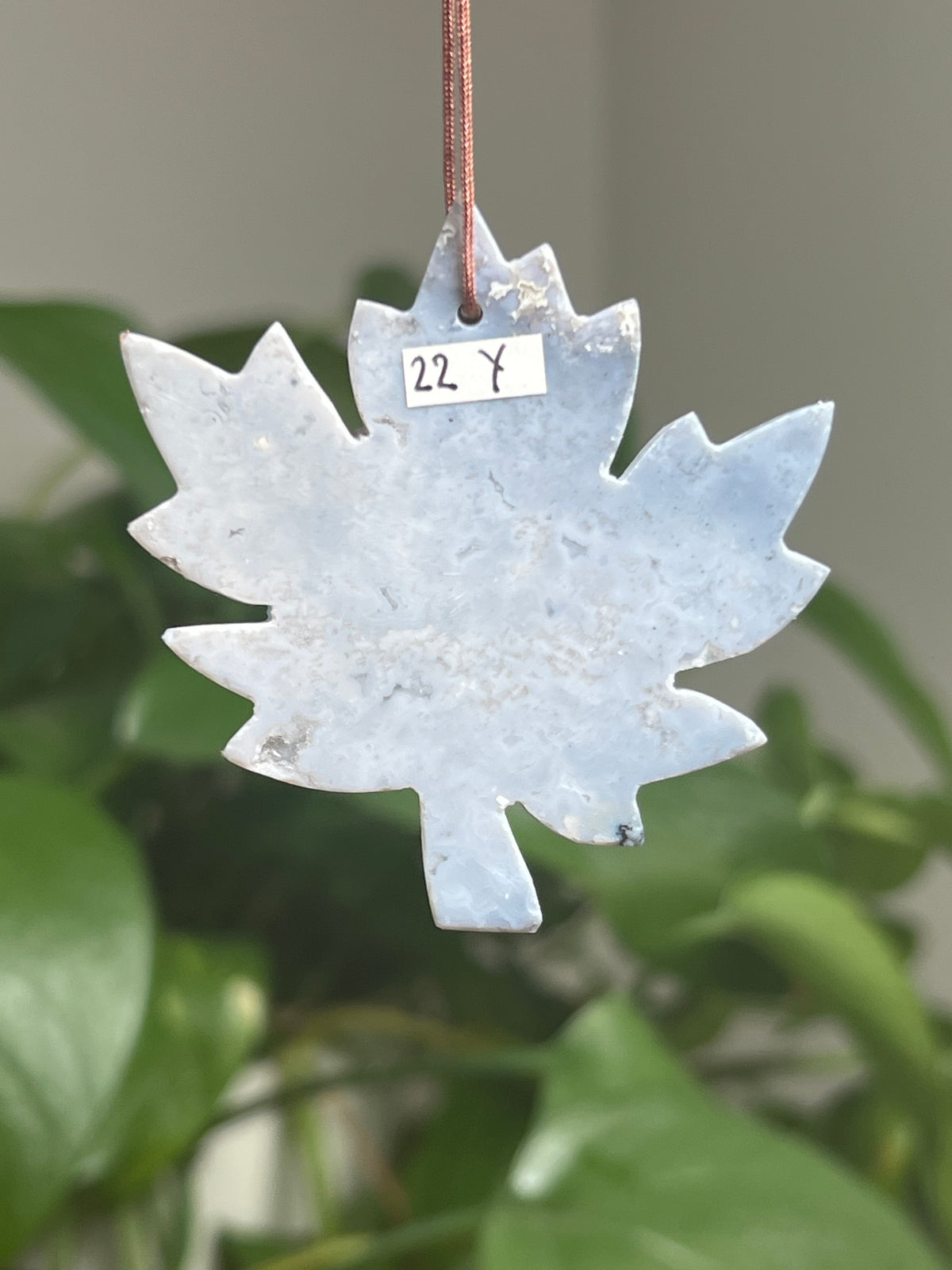 Blue Plume Agate Leaf Ornaments