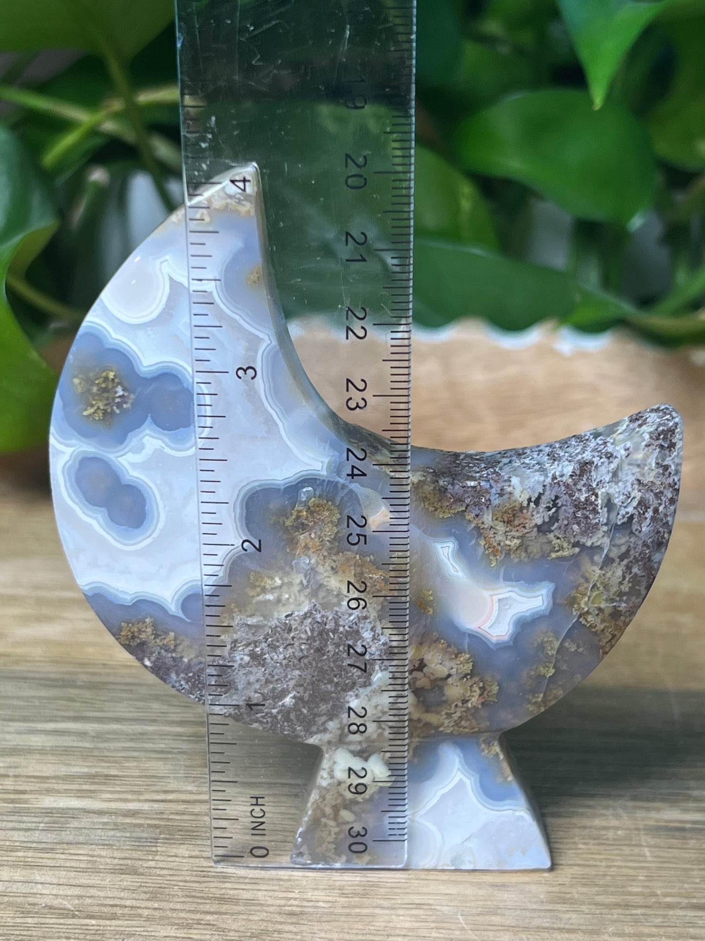Scenic Moss Agate Moon Stand: NN