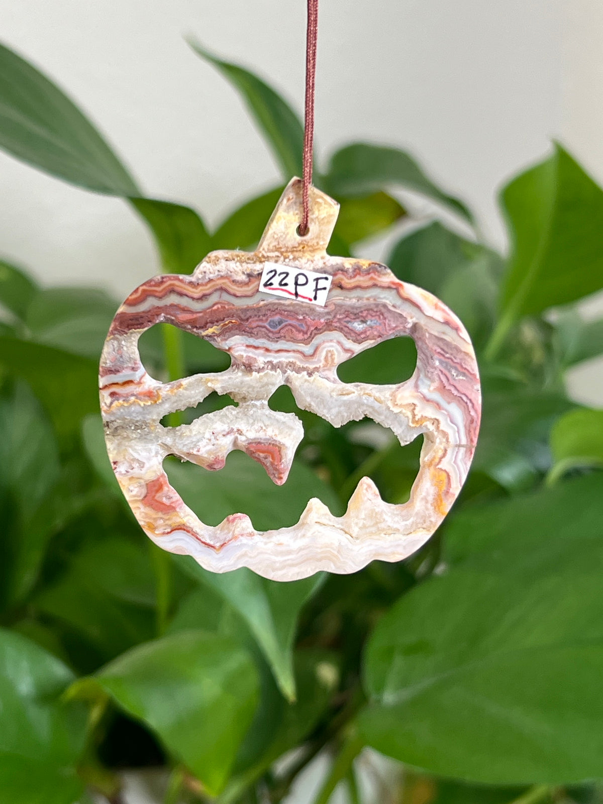 Crazy Lace Agate Jack-O-Lantern Ornaments