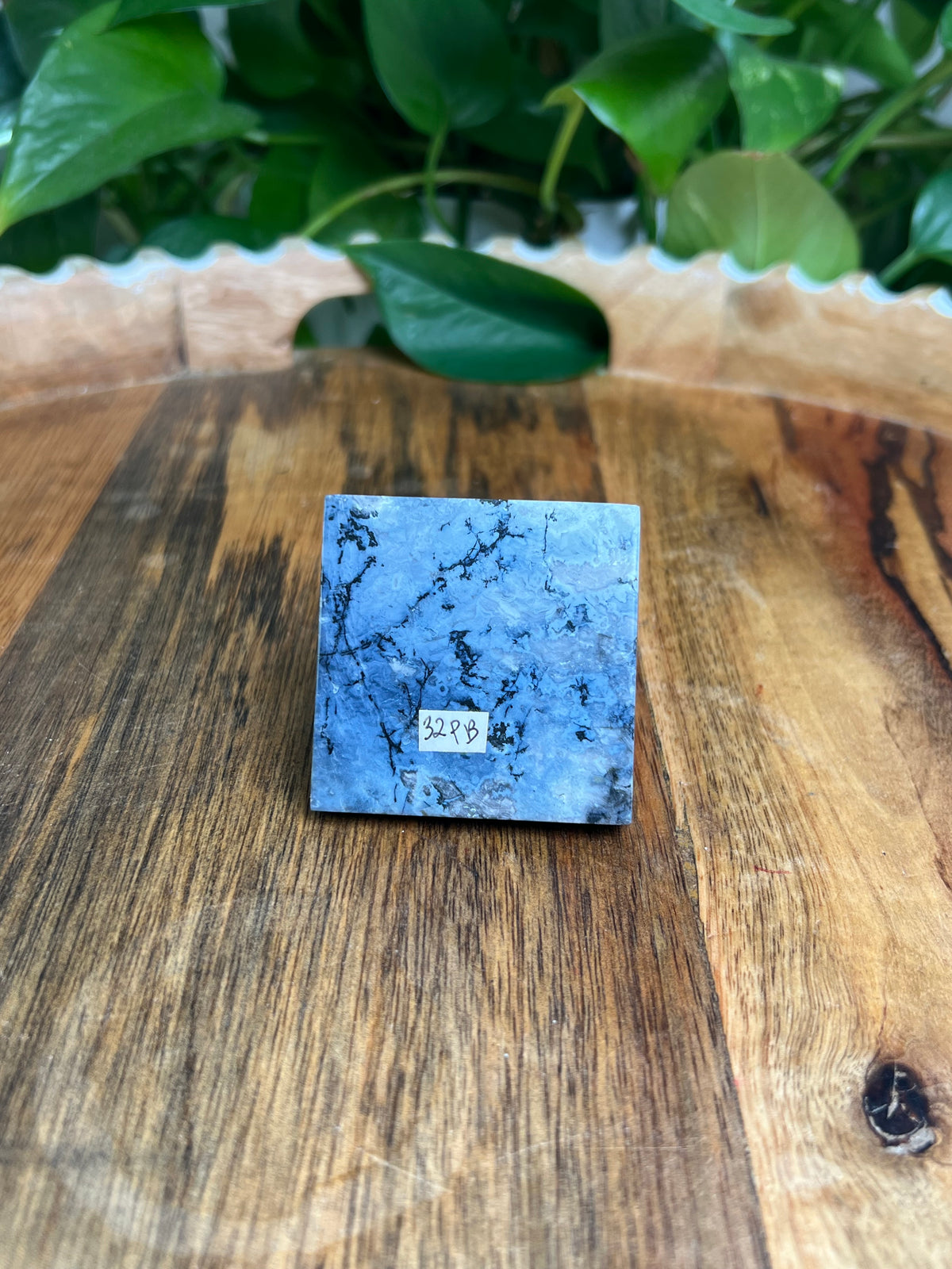 Blue Plume Agate Pyramid: PB