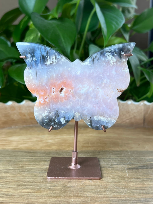 Rainbow Plume Agate Butterfly