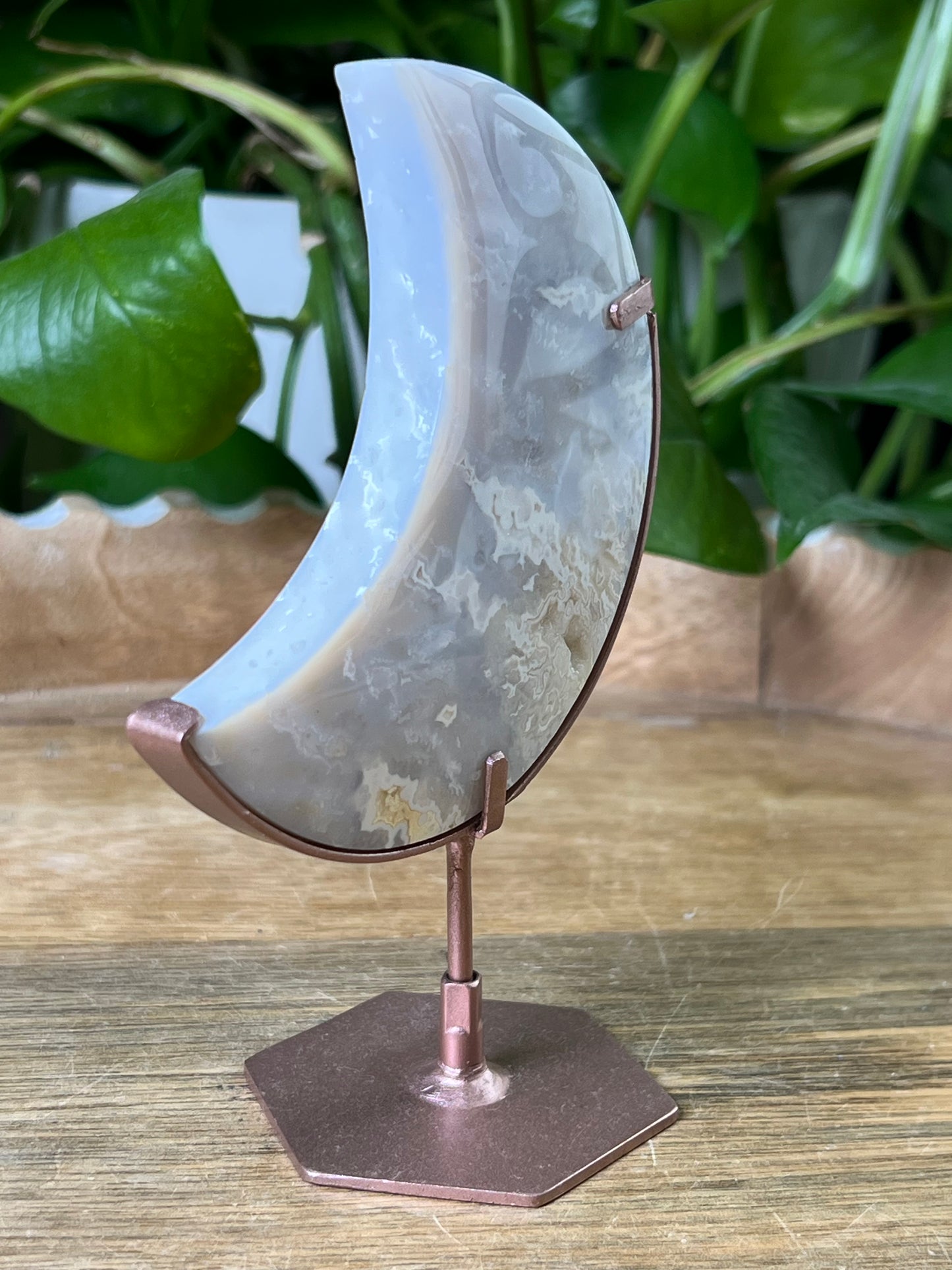 Winter Plume Agate Moon