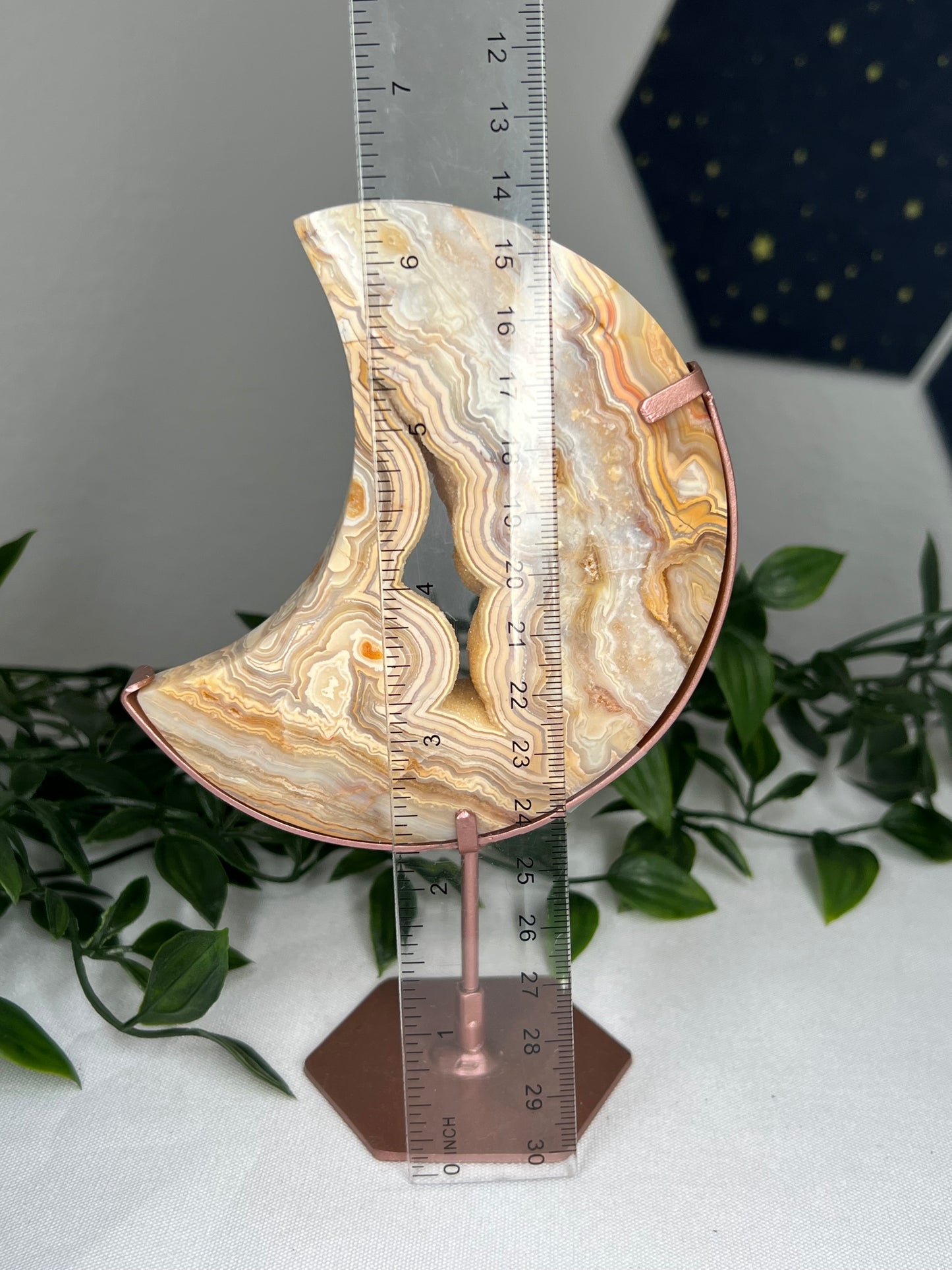 Yellow Crazy Lace Agate Moon