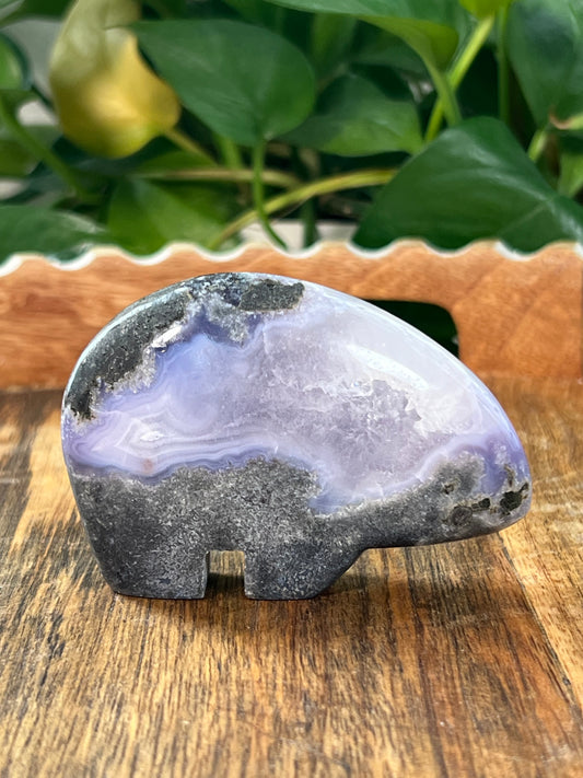 Green Moss Agate + Purple Chalcedony Bears