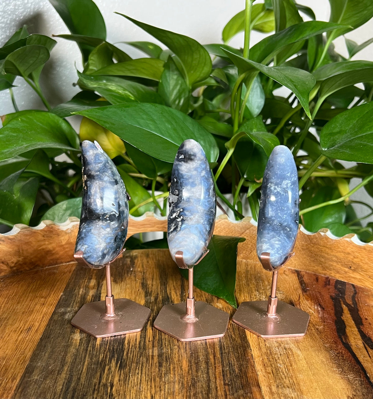 Blue Plume Agate Mini Puffy Moons