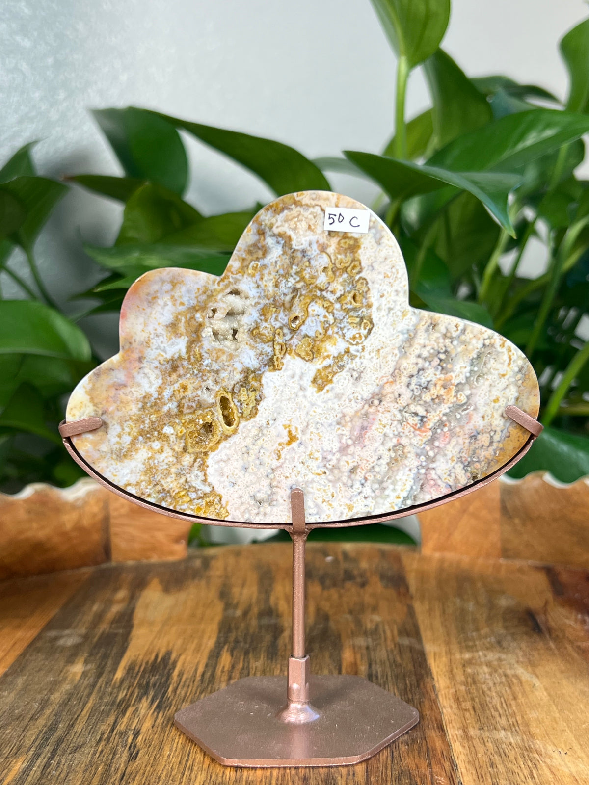 Sea Jasper On Metal stand Clouds
