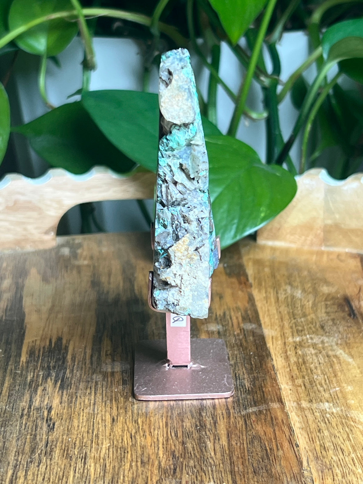 Copper In Malachite Chrysocolla and Chalcedony Slab: Q