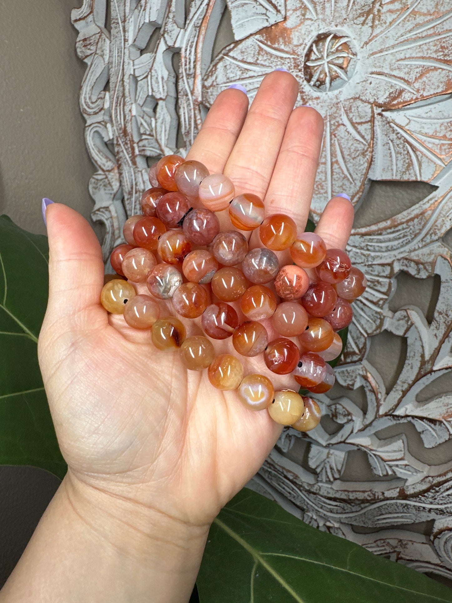 Carnelian Beaded Bracelet (12mm)