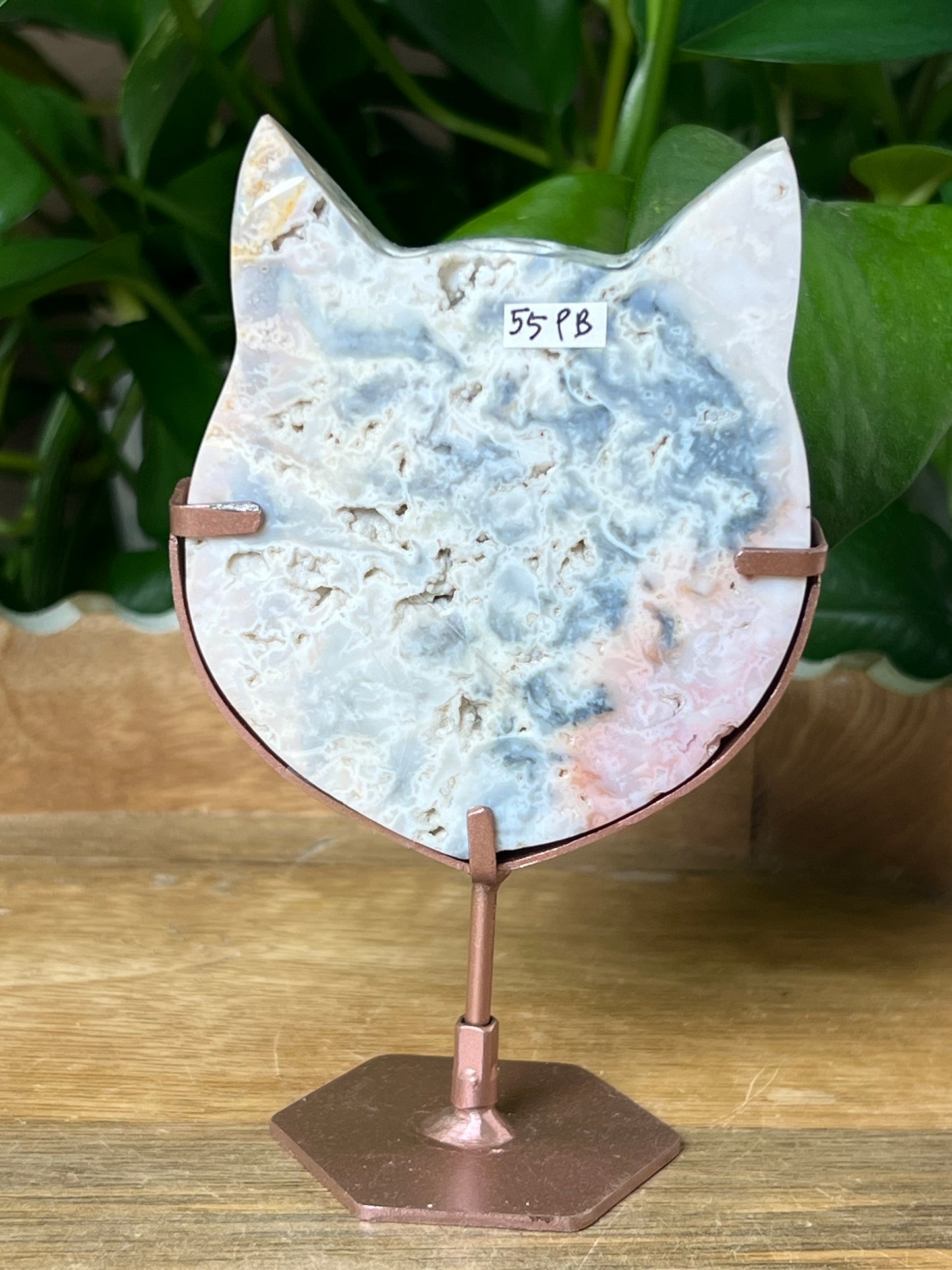 Rainbow Plume Agate Cat Head