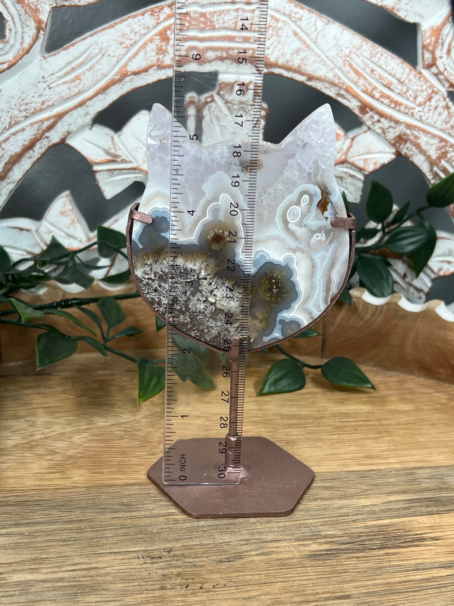 Scenic Moss Agate Cat Head