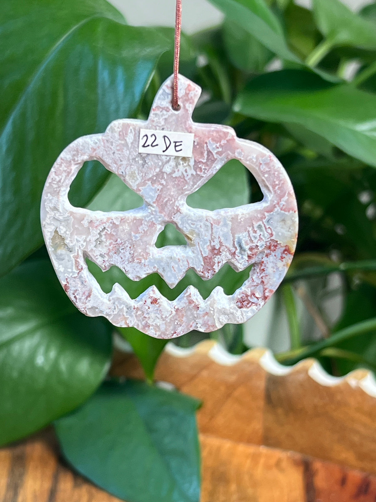 Sumatra Plume Agate Jack-O-Lantern Ornaments