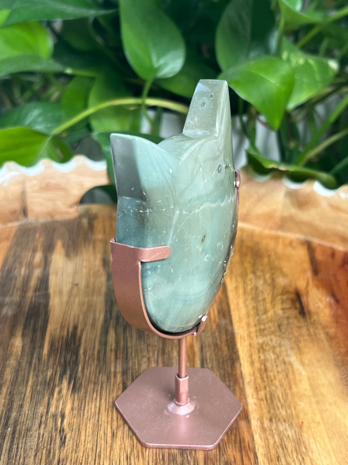 Blue Green Jasper Cat Head: X