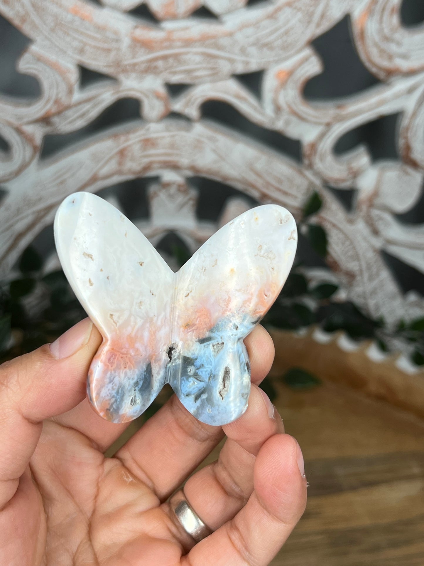 Rainbow Plume Agate 3D Butterfly