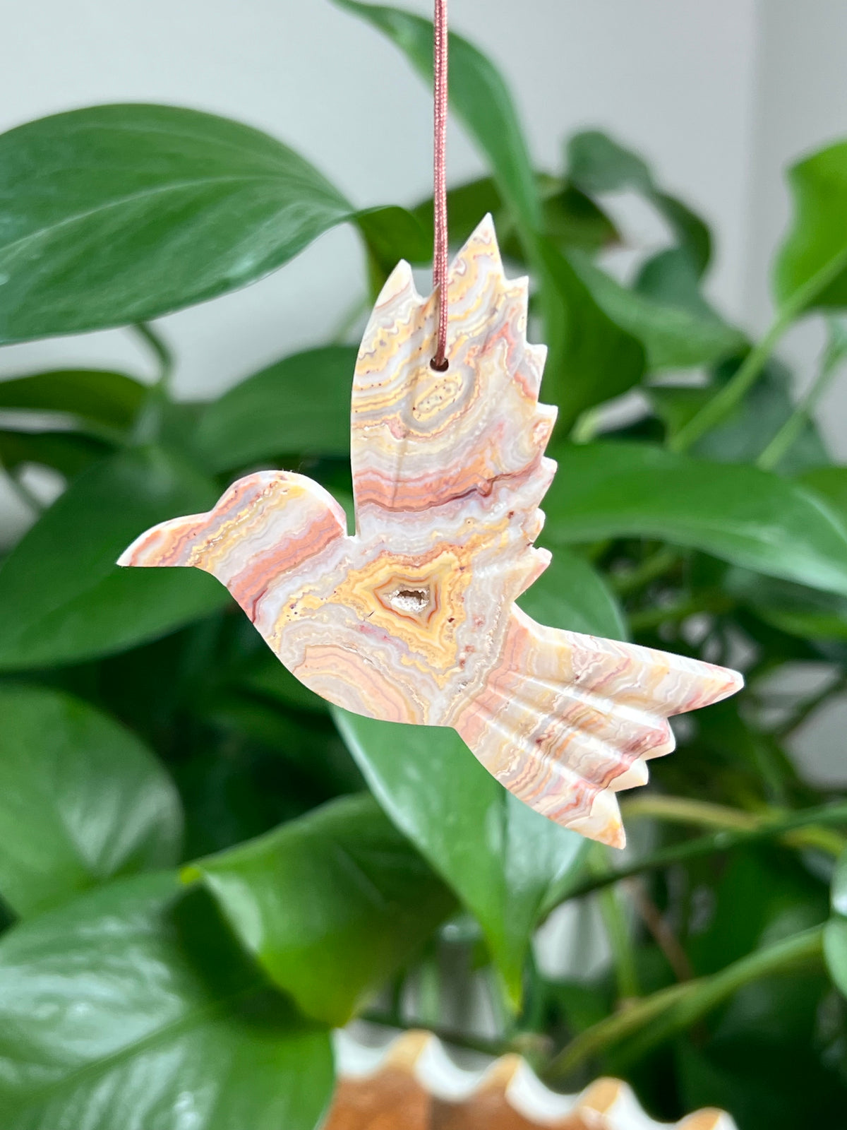 Crazy Lace Agate Ornament Hummingbird: C