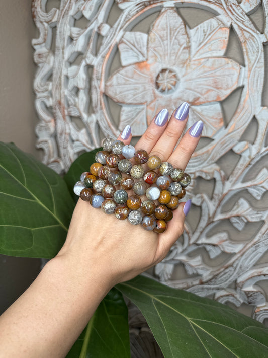 Scenic Moss Agate Beaded Bracelet (12mm)