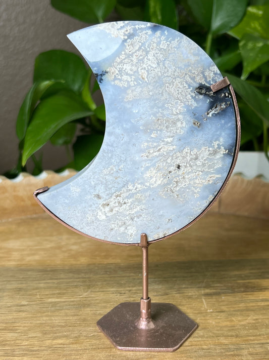 Blue Plume Agate Moon